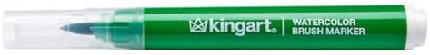 KINGART Brush Tip Watercolor Illustration Markers With Case, 12 Colors, Wide Barrel for Easy Hold, Water-based Non-Toxic Ink, Soft Flexible Tip for Graphic, Sketch, Comic Art, Manga & Lettering