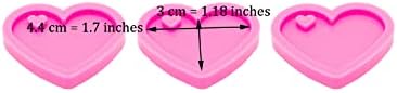 3pc Super Shiny Mini Heart Resin Silicone Molds, Keychain Mould Crafts Epoxy Resin, Art DIY Charms Mold with 10PC Key Ring(DY0405+DY0405+DY0405)