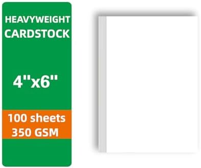 100 Sheets Blank White Cardstock 4" x 6" Thick Paper 130lb/350gsm