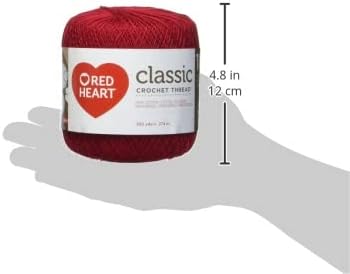 Red Heart Classic Size 10 Cotton Crochet Thread, Victory Red, Single
