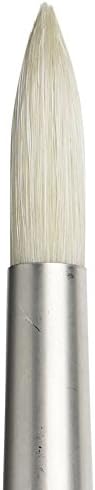 Winsor & Newton Artists' Oil Hog Paint Brush, Long Handle Size 12, Round | Handcrafted with interlocked Chungking bristles; Have spring, stiff, & flagged allowing large amounts of colour to be carried
