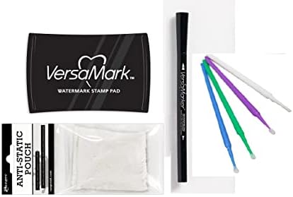 Tsukineko Versamark Watermark Embossing Bundles - Versamark Clear Watermark Stamp Pad, Embossing Pen and Anti-Static Pouch - with Trebbies Detail Sticks
