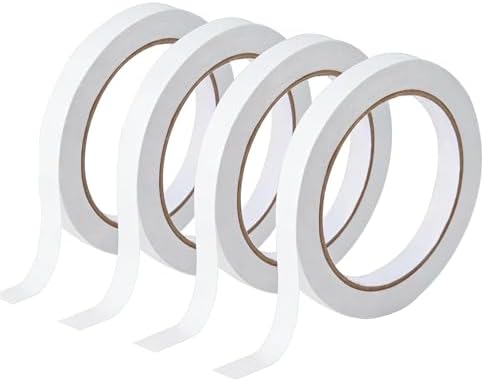 1/4" 4 Rolls Double Sided Adhesive Sticky Tape for Arts, DIY, Card Making, Crafts, Photography, Scrapbooking, Gift Wrapping, Office School Stationery Supplies, Home Supplies (Width: 6mm)