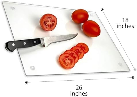 Tempered Glass Cutting Board – Long Lasting Clear Glass – Scratch Resistant, Heat Resistant, Shatter Resistant, Dishwasher Safe. (XXLarge 18x26")