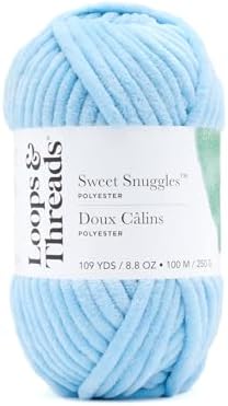 Loops & Threads Sweet Snuggles Yarn - Yarn for Knitting, Crochet, Weaving, and Arts & Crafts - Blue, Polyester, 8.8 oz