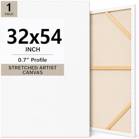 Professional Blank Stretched Canvas for Painting – Extra Large 32x54,36x48,32x46,32x50,32x54 Inch - Thick 0.71 inch 100% Cotton Primed Panels Frame White Canvas for Acrylic, Oil Watercolor (32x54)