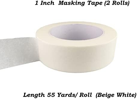 Beige White Masking Tape, 1 Inch x 55 Yards, 2 Rolls