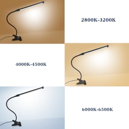 Black LED Easel Lamp Clip-On Art Light for Artists - 3 Colour Modes, 10-Level Dimmable Eye-Care Desk Lamp, Flexible 360° Gooseneck, USB Powered for Painting, Drawing, Headboards, Drafting Tables