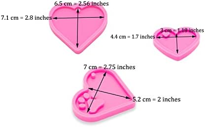 3pc Glossy Resin Silicone Paw Print Molds DIY Making Keychain, Heart t Mould Epoxy Mold with 10PC Key Ring(DY00136+DY0404+DY0405)
