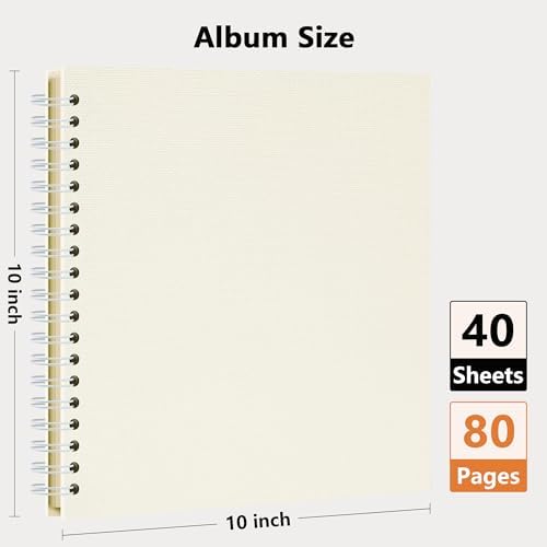 Vienrose Scrapbook Album,80 Pages,10x10 Inch,Sophora Beige