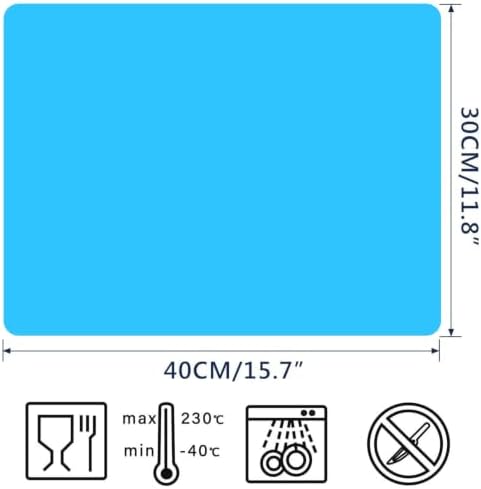 Silicone Craft Mat for Kids, 15.7" x 11.8" Placemats for Kids, Silicone Sheet for Crafts, Kitchen Non-Stick Heat Resistant Countertop Mat, Portable Multipurpose Mat, Blue