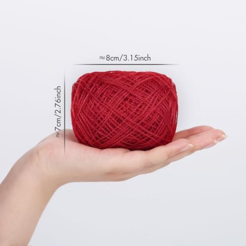 NICEEC 2 Skeins Polyester Plastic Yarn Hand-Knitted Yarn-8#Red