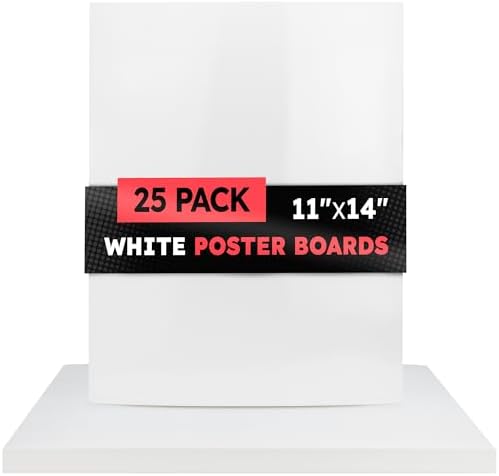 Hygloss Medium Poster Board 11x14 - 25 Count Bulk Pack - 10 Pt. Thickness White Poster Board Paper for Projects, Presentations, Displays, Signs, Crafts - Blank Posterboard Multipack 11" x 14"