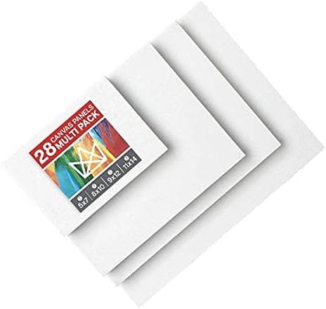 KINGART White Canvas Panel Set – Large Rectangle Assortment, 28-Pack – 100% Cotton, Triple Gesso Primed Artist Boards for Acrylic, Oil, Sketching, & Mixed Media Painting