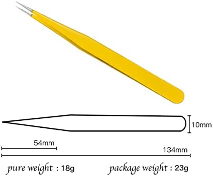 MAXLEAF 2pcs Stainless Tweezers Straight Curved Tweezers for Stickers Eyelash Extensions Precision Electronics Nail Rhinestone Jewelry, Scrapbooking Tools (Yellow)