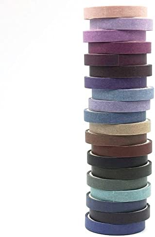 20 Rolls Washi Tape Set - Cool Tones Solid Colour Masking Tape, 197 Feet x 7.5mm Wide, for Journaling, Scrapbooking, Planners, Books & DIY Arts Crafts