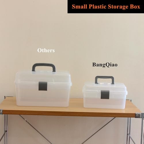 Multipurpose Plastic Storage Container Box with Handle and Latch Lock, Clear Gray