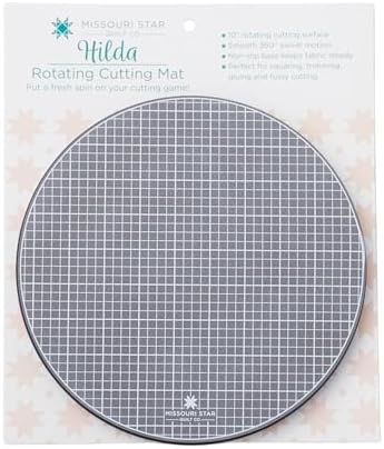 Missouri Star 10" Rotating Self-Healing Cutting Mat – 360° Swivel Quilting Mat for Trimming, Squaring, Fussy Cutting & Sewing Projects