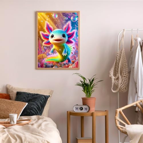 Axolotl Diamond Art Kits for Adults, Diamond Painting Kits 12x16 inch | Diamond Painting Kits for Adults Beginners, Gem Art, 5D Full Drill, DIY Arts and Crafts for Gift Home or Decor
