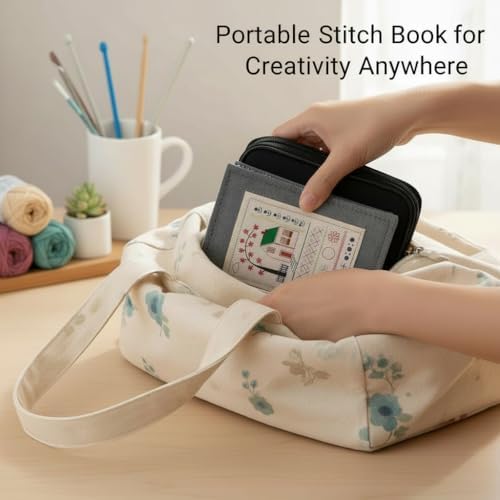 Bluriq 2026New Portable Embroidery Stitch Book Kit,Embroidery Sampler Practice Book DIY Embroidery for Beginners with Instructions Gift for All-Scenario Stitch Guide for Adults & Craft Lovers (1 Set)