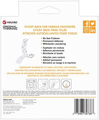 VELCRO Brand Sticky Back for Fabrics, 10 Ft Bulk Roll of Tape, Black