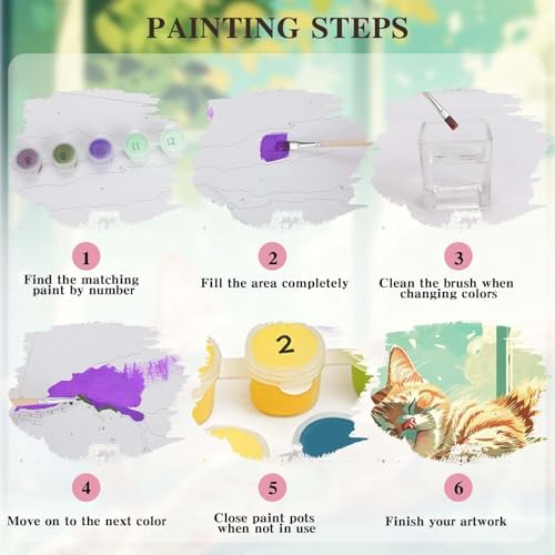 Alptiny Sleeping Cat Paint by Numbers Kit for Adults Beginner, 16x20 Inch