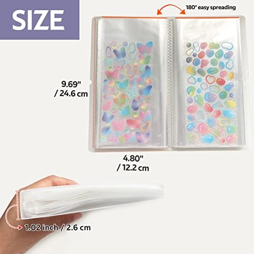 2 Pcs Sticker Storage Book, BetterJonny Large Clear Storage Book for Planner Scrapbook Stickers Organizer Binder 50 Page 4.8 x 9.7 Inch