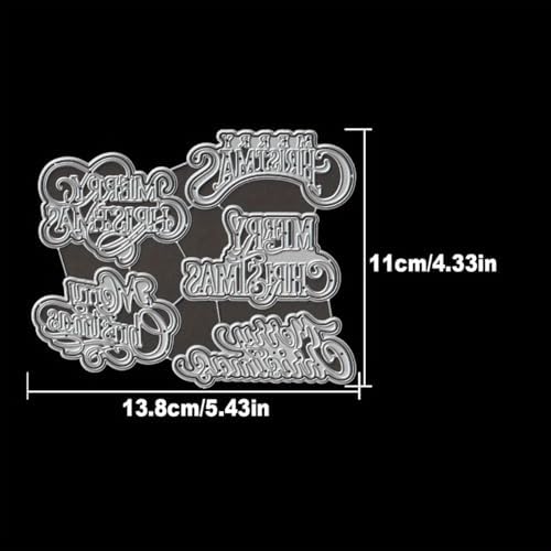 Lapoo Words Cutting Die for Scrapbooking - Durable, Cut Stencils for DIY Scrapbook Photo Album Decorative Paper Card, Card Making Supplies Party Wedding Decorations (Merry Christmas 5.4 x 4.3 in)