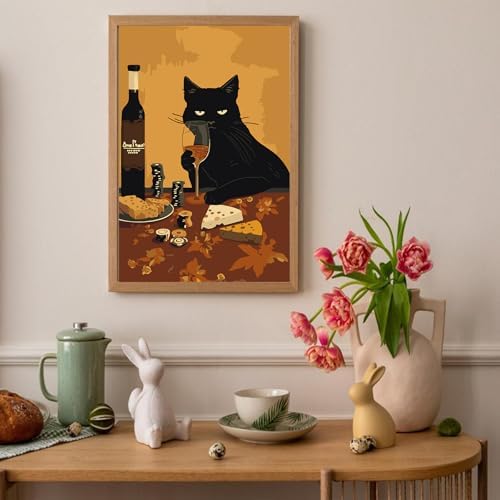 Auremi Cat Framed Paint by Number for Adults,DIY Animals Painting by Number Kits on Canvas Acrylic Oil Painting Kits for Adults Paint by Number Kits for Home Decor 20x30cm