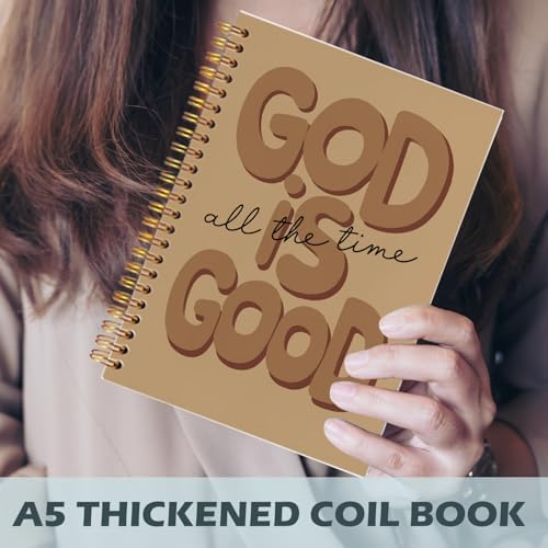 Yhtrg Brown Preppy God Is Good Notebooks, Brown Christian Spiral Notebook Gift for Women, Bible Journaling Notebooks for Office School Supplies, 5.5x8.3 Inch
