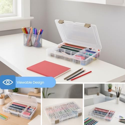 ArtBin Medium Solutions Box Craft Organizer with 12 Dividers, Clear