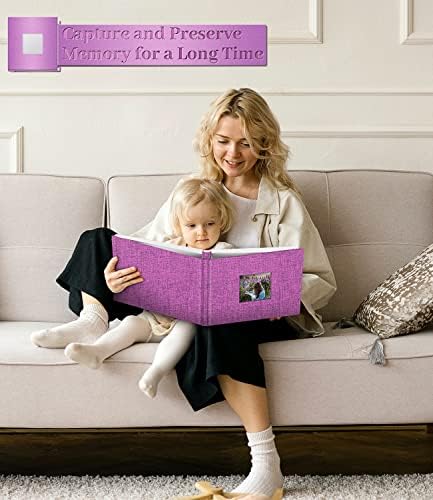 Artfeel Photo Album Self Adhesive Scrapbook Album for 3x5 4x6 5x7 8x10 Pictures,40 Pages Linen Cover with Display Window DIY Photo Book,Ideal Gifts for Family Travel Wedding Baby