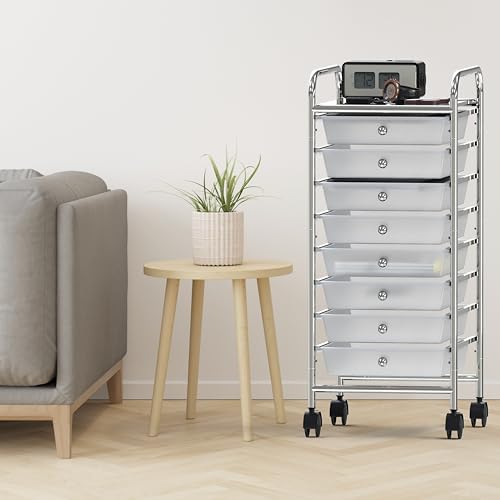 Simple Houseware 8 Drawers Rolling Utility Cart Art Craft Storage, Chrome