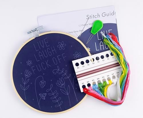 FUNATIC Live Laugh F Off Funny Embroidery Kit for Adults