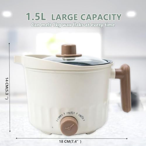 GUILOPOER Wax Melter with Pour Spout, Candle Making Kit for Adult Beginners, 1.5L Large Capacity, for Making Candles and Soaps, Kit Includes Wax Melting Pot(White)