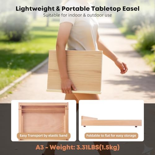 Wooden Table Top Easels for Painting A3 18.5"x14.2" Tabletop Easel