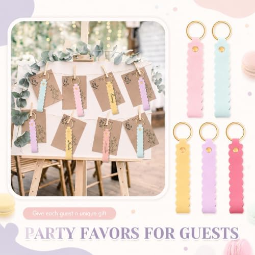Scalloped PU Leather Keychain Blanks Laser Engraving