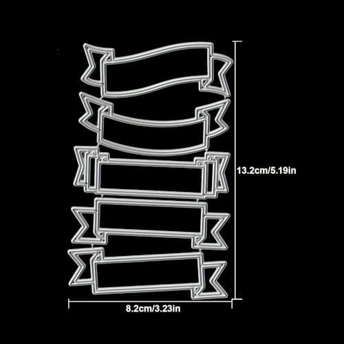 Lapoo 3D Backgrounds Frame Metal Cutting Die for Scrapbooking, New Cutting Dies DIY Album Card Making Decor Paper Craft Metal Die Cuts Party Wedding Decorations (5 Kinds of Labels 5.2 x 3.2 in)