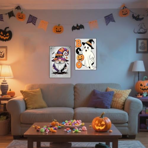 2 Pack Halloween Paint by Numbers Kit for Kids with Frame & Easel 8x12 Inch