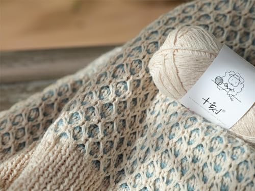 Cotton, Bamboo,Linen Blended Yarn 2 Skeins 50g/1.76oz- 02 Apricot White