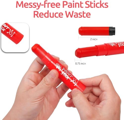 TBC The Best Crafts Paint Sticks,12 Colors Metallic, Washable, Non-toxic, Tempera Paint Sticks for Kids and Students