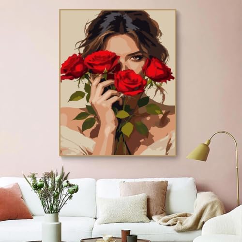 ZRIZQ Paint by Numbers Kit for Adults Beginner,Flowers Woman,16x20