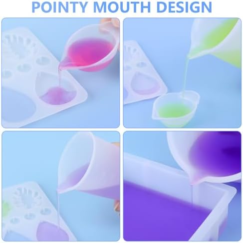 KISREL Silicone Measuring Cup for Resin, Resins Supplies with 600ML+250ML+ 100ML Cups, Resin Mixing Cups, Silicone Stir Sticks, Epoxy Mixing Cup