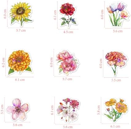 100 PCS Glitter Natural Flower Stickers for Scrapbooking, Verseyi Aesthetic Trendy Floral Stickers for Journaling Notebook DIY Cards Decoration, Vinyl Waterproof Garden Deco Sticker