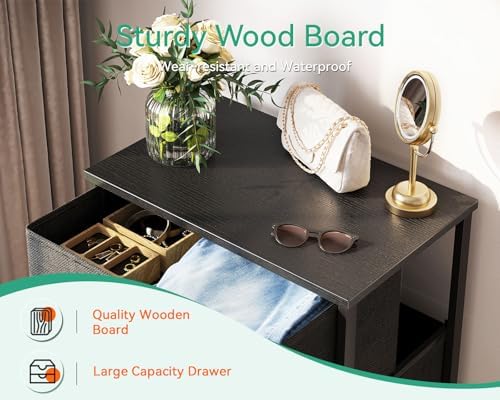 AODK Small Dresser for Bedroom with 4 Storage Drawers, Dark Grey