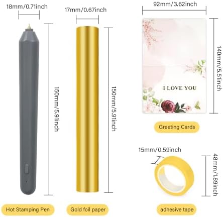30Pcs Hot Foil Embossing Pen Set with Foil Quill Pen with 4 Size Metal Tips
