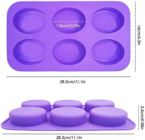 3 Packs Silicone 6 Cavities Oval Shape Cake Mold, findTop Homemade Craft Soap Mold Cake Mold for Cake Baking Tart Pudding Cookie Making- Pink, Purple, Blue