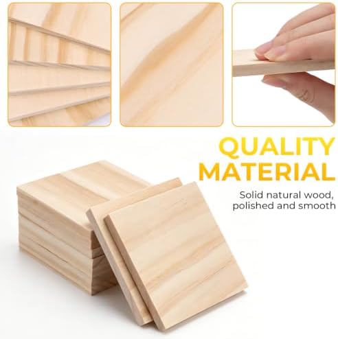 FSWCCK 36 Pcs 3x3 Wood Squares, Smooth Wooden Blanks for Laser Engraving