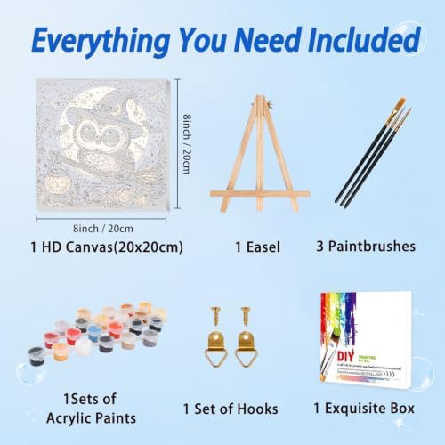 AUKELHJ Paint by Numbers Kit for Kids with Frame, Halloween Owl, 8X8 inch