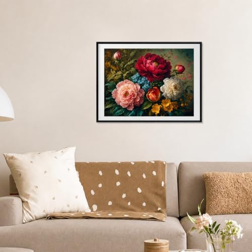 CRZMODE Flowers Paint by Numbers Kit for Adults, Peony, 20x16 inch